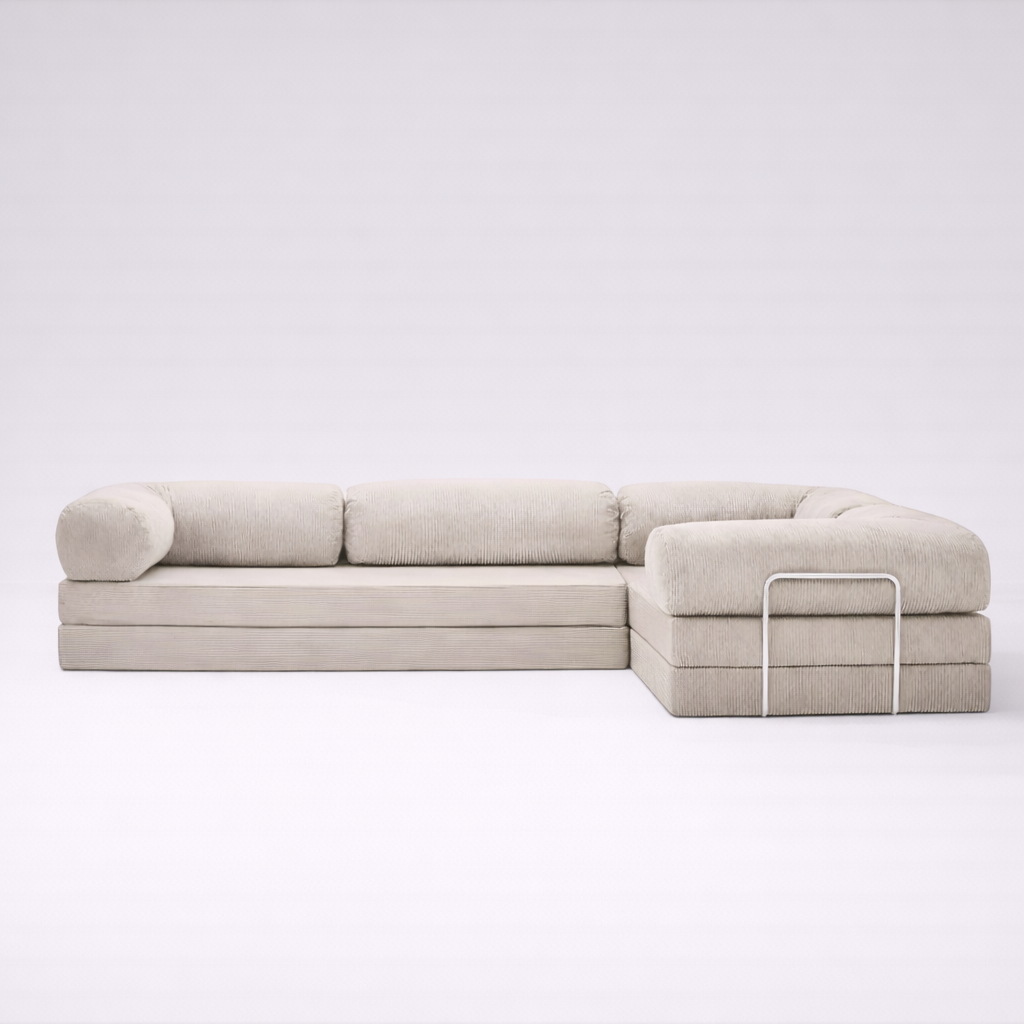 Confex Ecksofa – Elfenbein Cordstoff