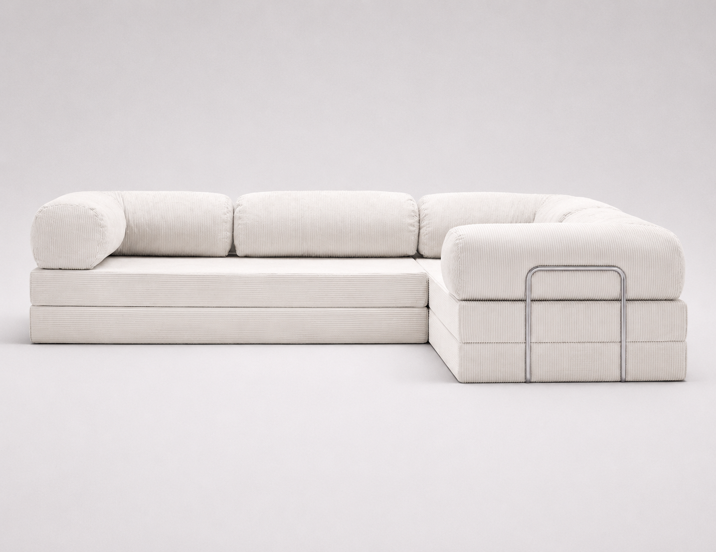 L-Shape Ivory Corner Sofa for Living Room