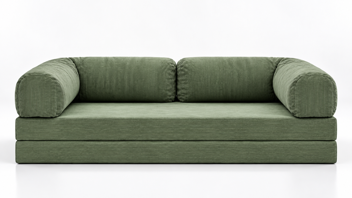 Confex Ecksofa – Senffarbener Cord