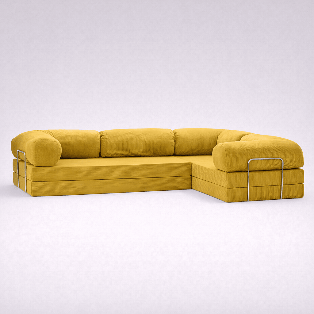 Confex Corner Sofa – Mustard Corduroy - Sofa Luz