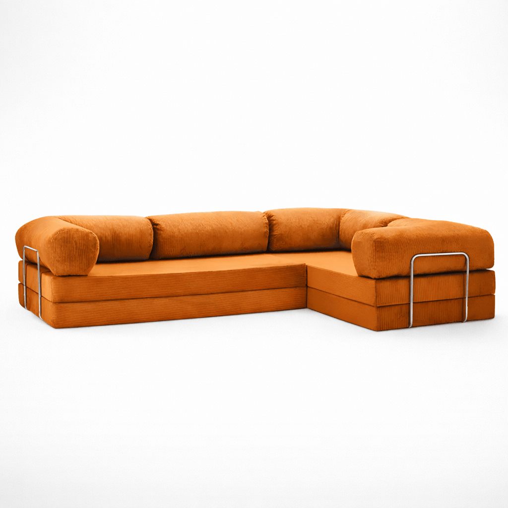 Confex Corner Sofa | Orange Corduroy - Sofa Luz