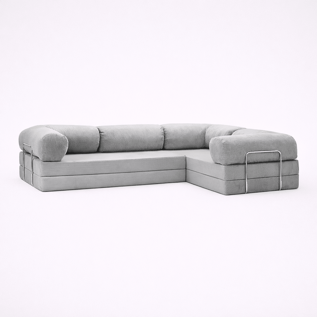 Confex Corner Sofa - Silver Corduroy - Sofa Luz