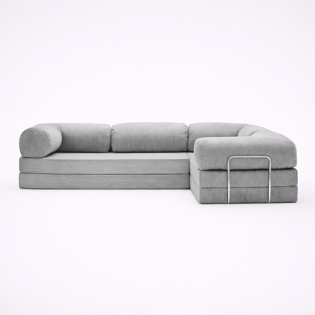 Confex Corner Sofa - Silver Corduroy - Sofa Luz
