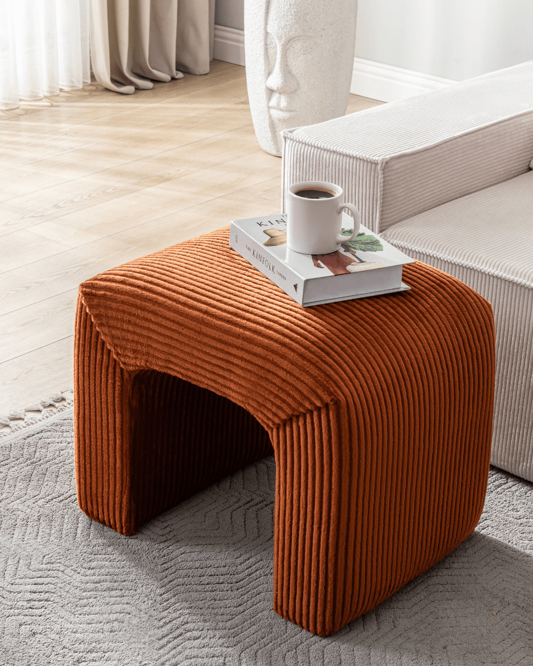 Perfect for layering texture, Confex Ottoman Mesa enhances minimal living with depth and comfort.