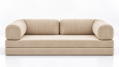 Confex ivory modular sofa with rounded armrests and soft textured upholstery, front view for modern living rooms.
