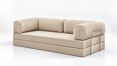 Modern ivory sofa with generous cushions and minimalist design, ideal for comfortable contemporary home interiors.