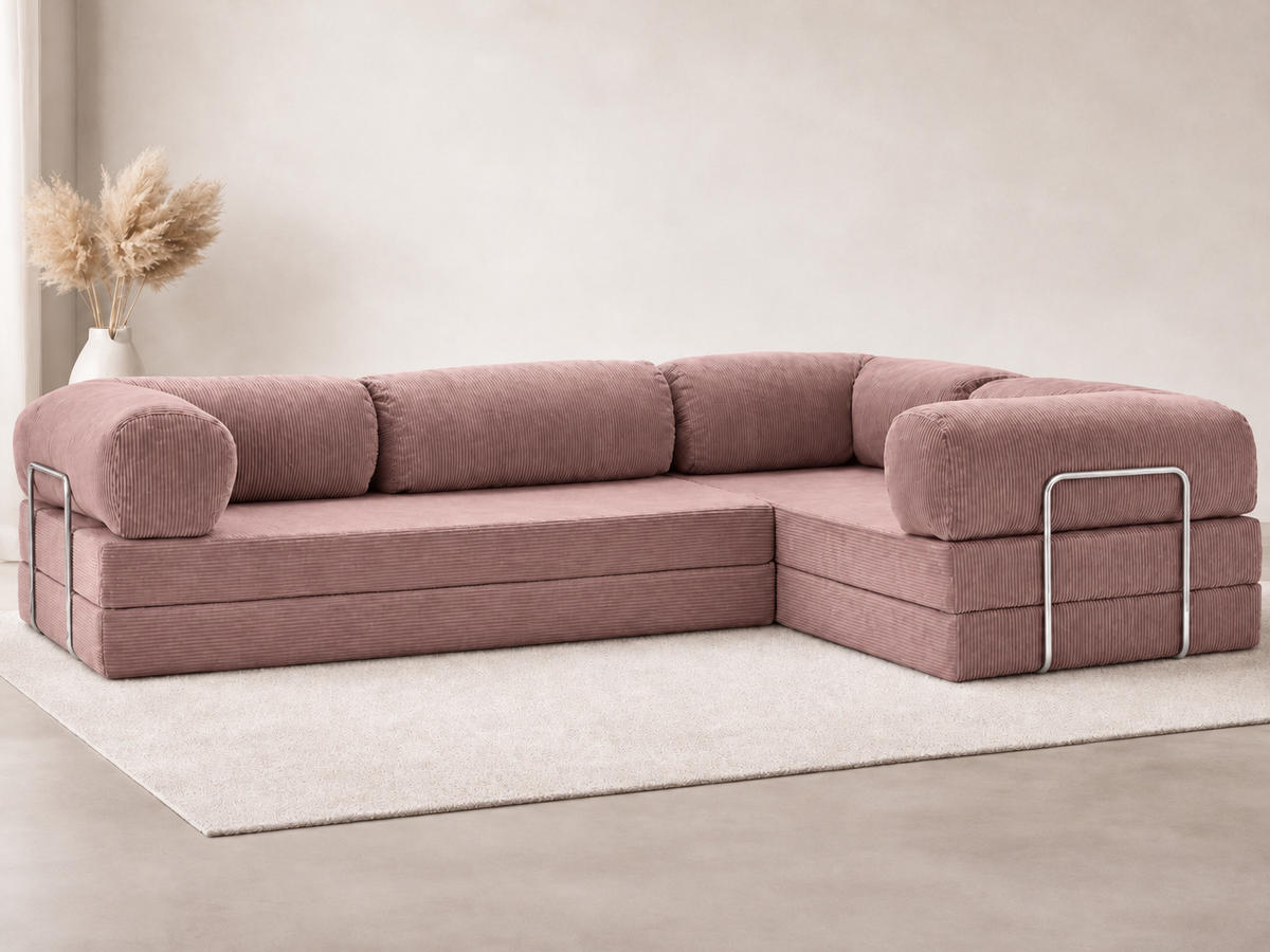 Confex Ecksofa – Senffarbener Cord