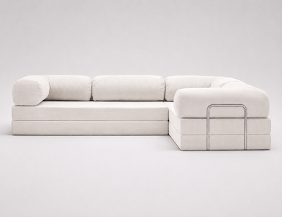 L-Shape Ivory Corner Sofa for Living Room 