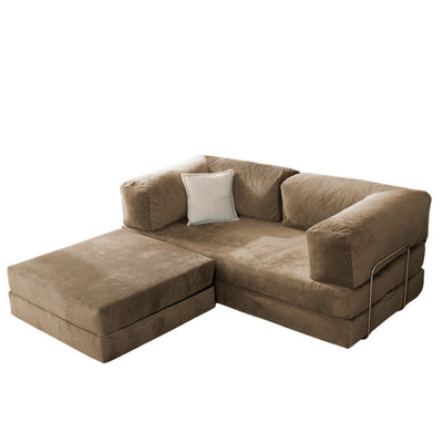 Confex Beige modular sleeper teddy sofa bed with pouf