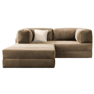 Confex Beige modular sleeper teddy sofa bed with pouf option