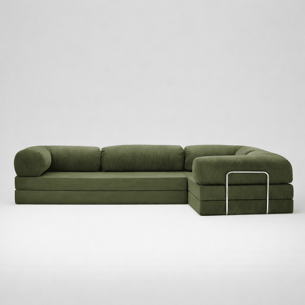 Confex Corner Sofa - Green Corduroy - Sofa Luz