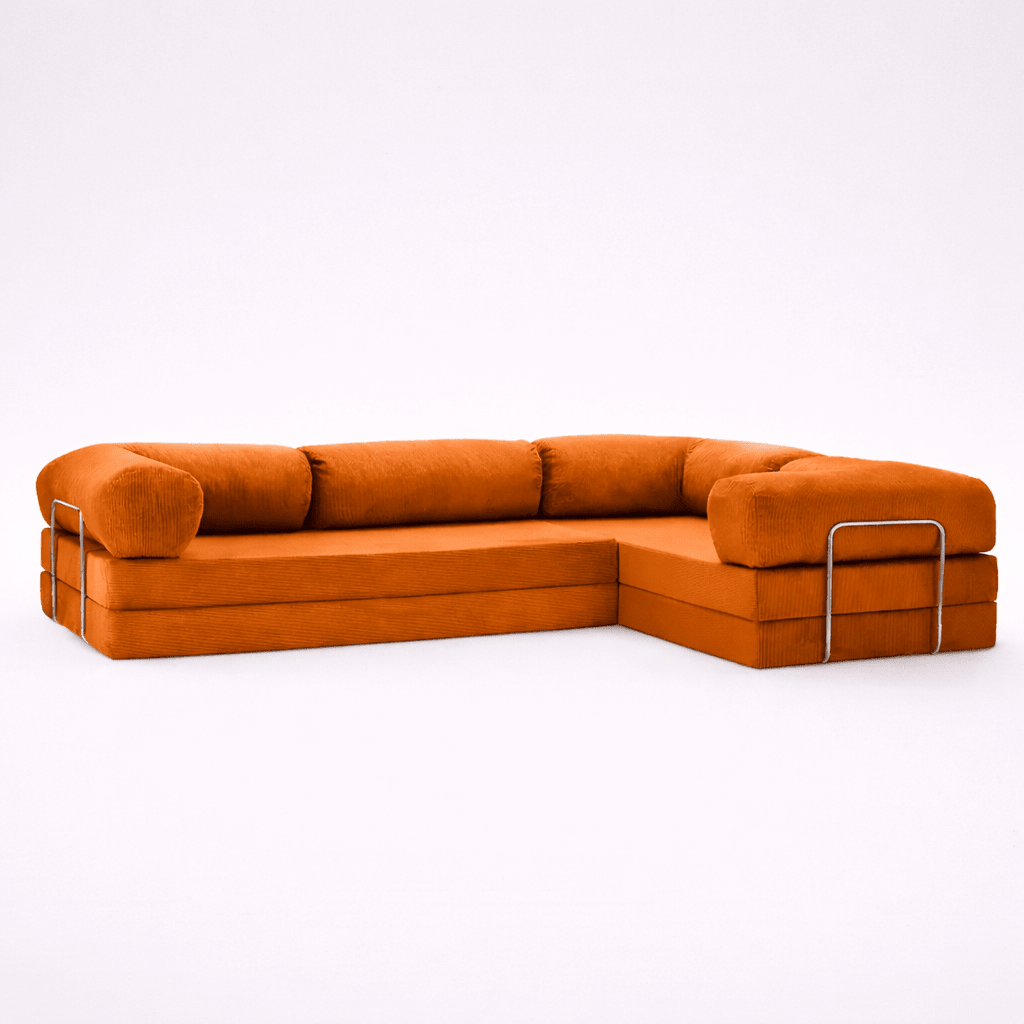 Confex Corner Sofa | Orange Corduroy - Sofa Luz