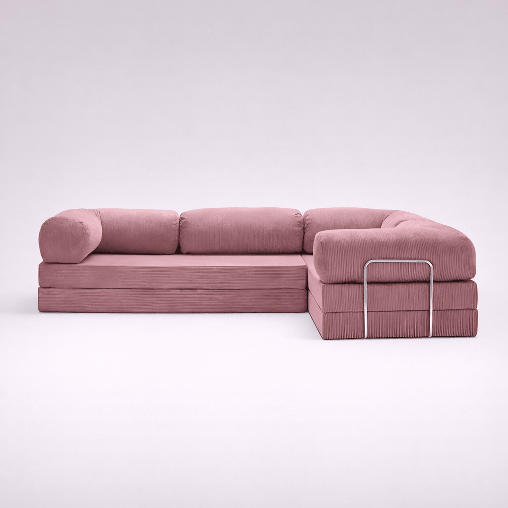 Confex Corner Sofa – Pink Corduroy - Sofa Luz