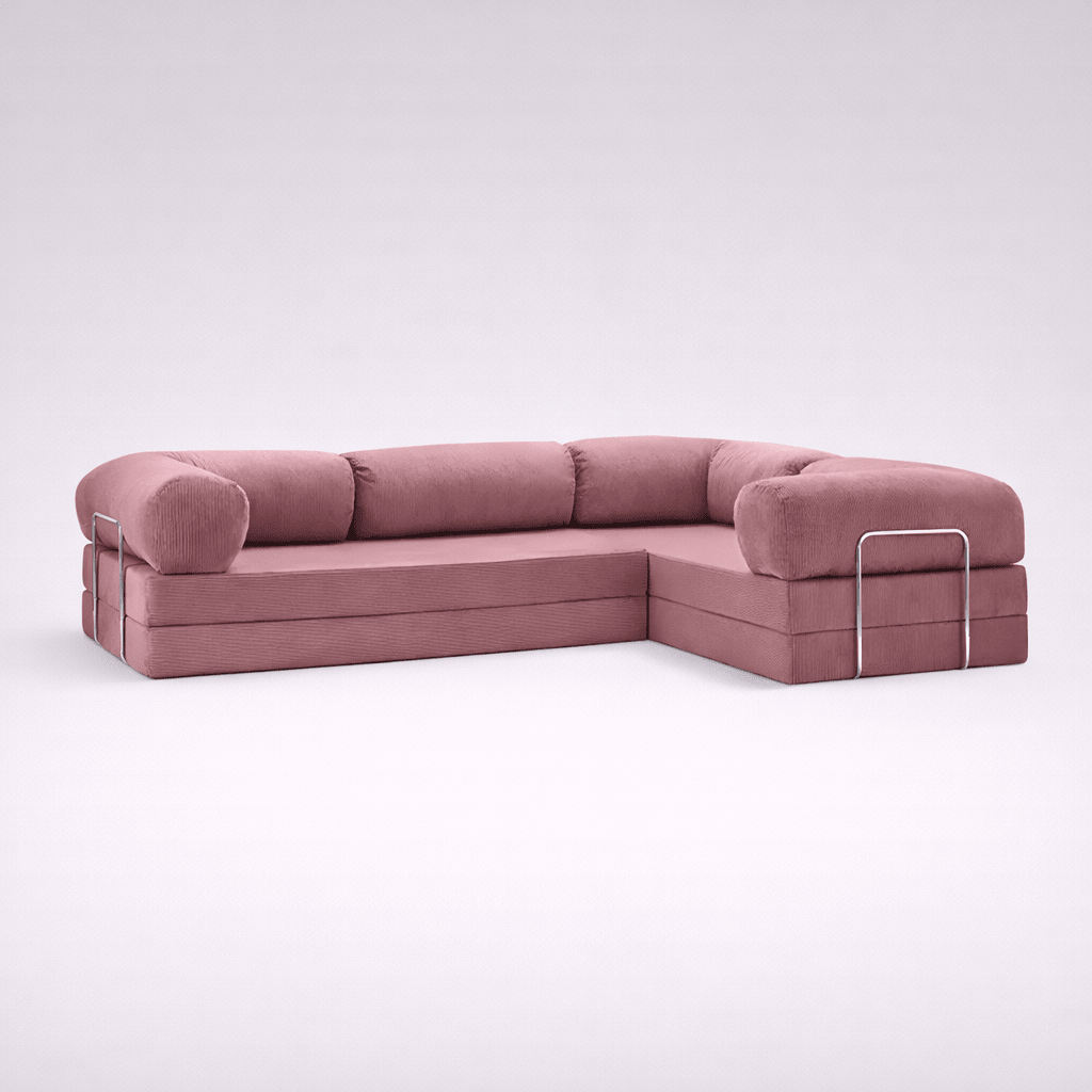 Confex Corner Sofa – Pink Corduroy - Sofa Luz