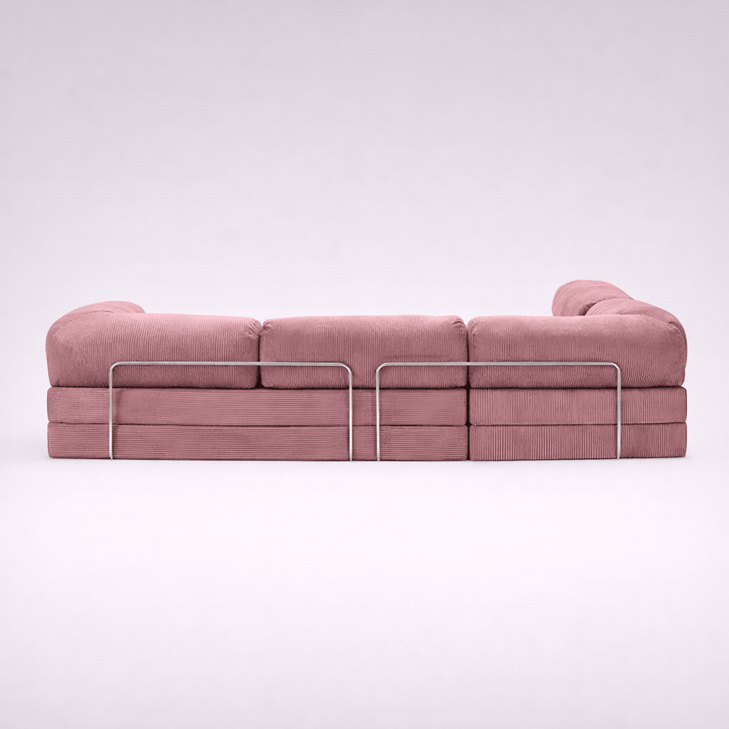 Confex Corner Sofa – Pink Corduroy - Sofa Luz