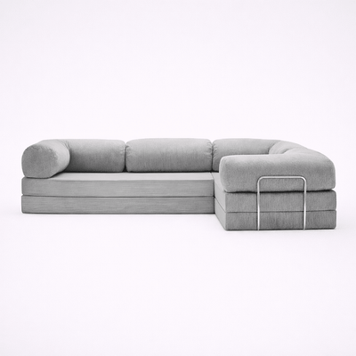 Confex Corner Sofa - Silver Corduroy - Sofa Luz