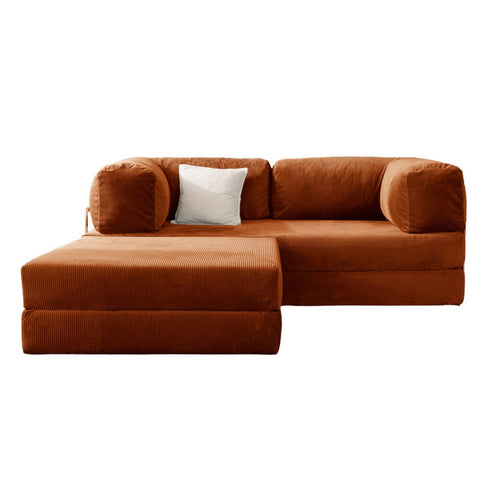 Confex Orange modular pullout bed teddy sofa with pouf